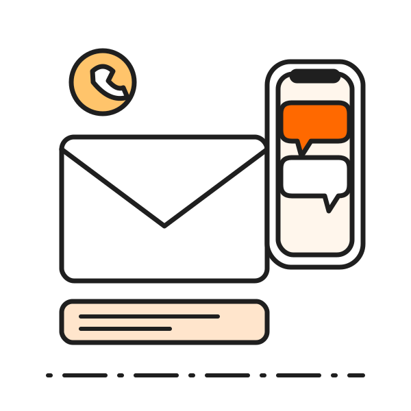 Illustration of email and chat